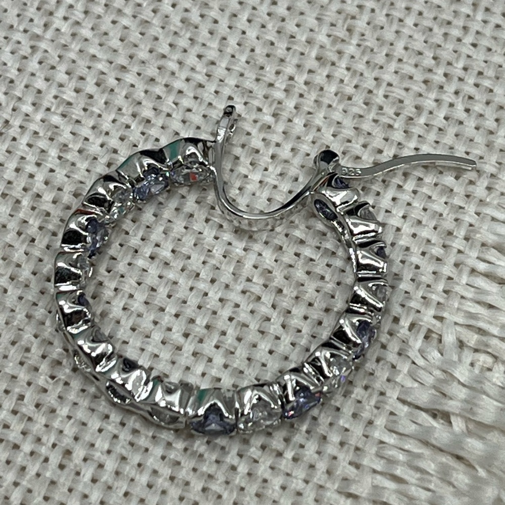 Bella Luce 925 Sterling Silver Tanzanite CZ Diamond Inside Out Hoop Earrings - Picture 5 of 16